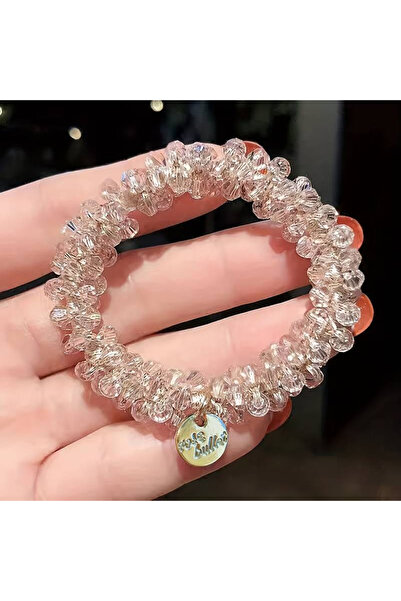 C&E Design Kadın Kristal Taşlı Gold Detaylı Lastik Toka