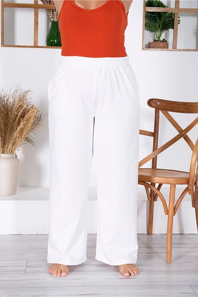 MyBen Women's Large Size Oversize Two Thread White Sweatpants Xl /2xl /3xl /4xl /5xl 6xl Mybn02