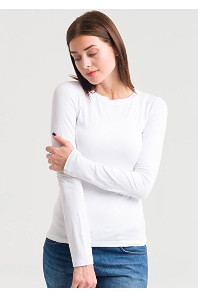 GÜLEÇ Kadın Sıfır Yaka Uzun Kolu Likralı Penye Badi