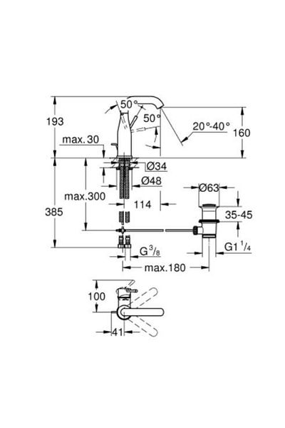 Grohe Essence Single Control Sink Faucet 1/2" M-size -24173001