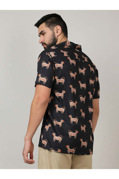 Campus Sutra By Styli Tiger Print Casual Shirt with Buttons