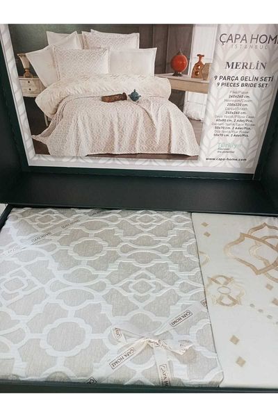 Çapa Home 9 Pieces Premium Bed Sheet Picket Bed Complete Bridal Set