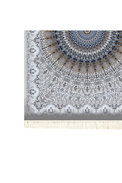 In House Velvet Turkish Rectangular Decorative Carpet -Light Grey - 120x80 cm