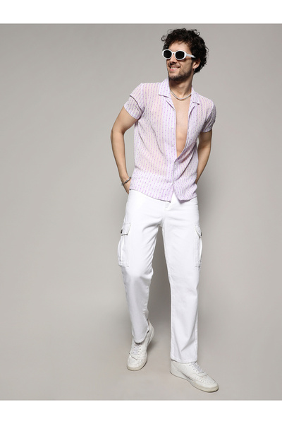 Campus Sutra By Styli Dobby Design Sheer Casual Shirt