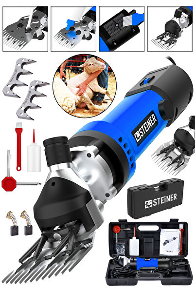 STEİNER Alman 9900 W Devir Ayarlı Çift Soğutmalı Koyun Kırpma Kırkma Makinesi + 2 Adet Üst Bıçak
