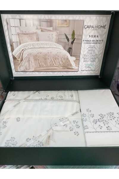Çapa Home 9 PARÇA PREMİUM ÇARŞAF PİKE NEVRESİM KOMPLE GELİN SETİ
