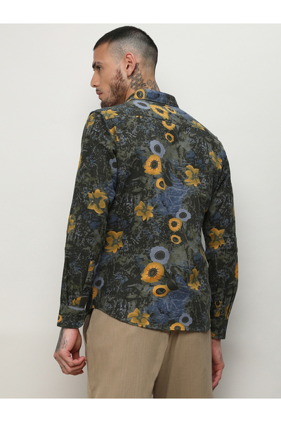 Campus Sutra By Styli All Over Botanical Print Long Sleeves Shirt