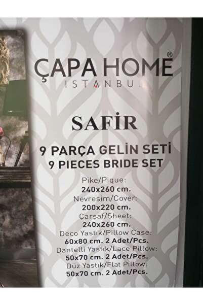 Çapa Home 9 PARÇA PREMİUM ÇARŞAF PİKE NEVRESİM KOMPLE GELİN SETİ