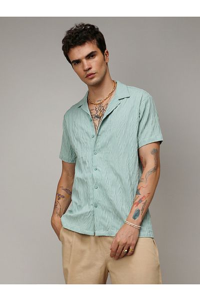 Campus Sutra By Styli Cable Textured Casual Shirt