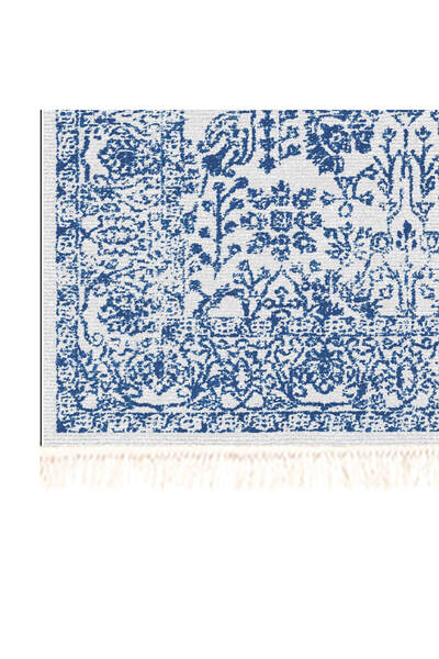 In House Velvet Turkish Rectangular Decorative Carpet - Blue - 80x120 cm