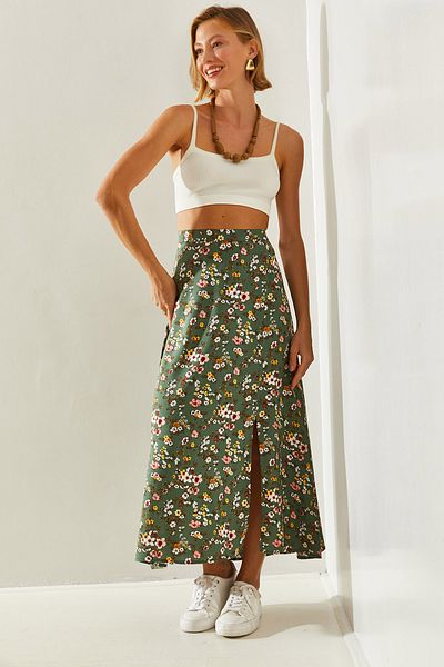 Bianco Lucci 60251034 Modell Schlitz und versteckter Reißverschluss Blumenmuster Damenrock