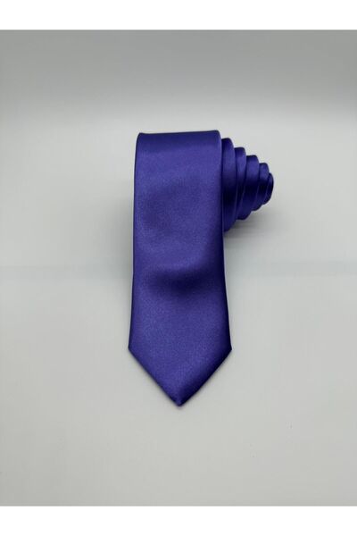 HARES Purple Satin Limited Edition Handmade Tie and Handkerchief