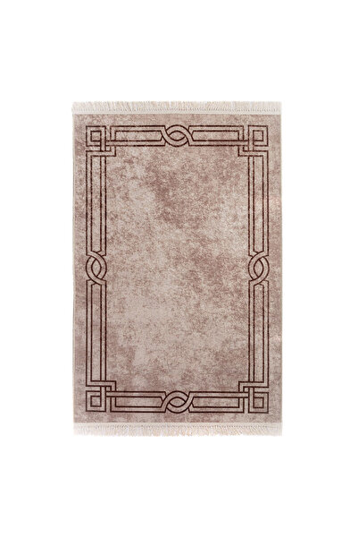 In House Velvet Turkish Rectangular Decorative Carpet -Brown - 180x120 cm