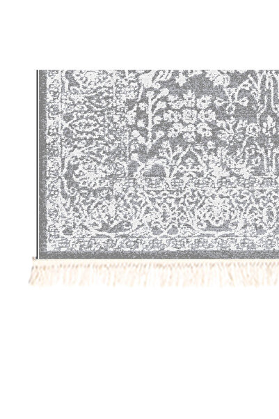 In House Velvet Turkish Rectangular Decorative Carpet - Grey - 80x120 cm