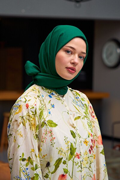 FRESCO SCARFS Πράσινο σάλι από βαμβακερό μετάξι