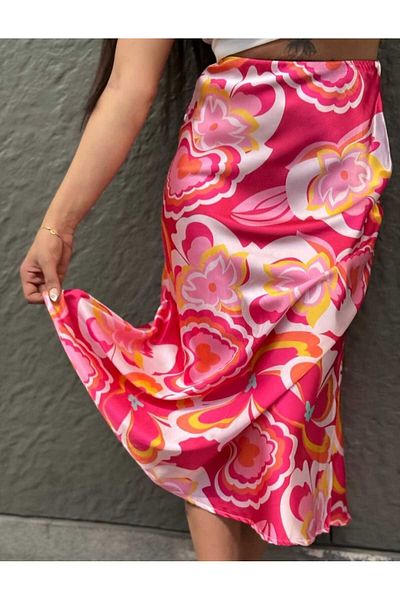 zucamoda Satin Skirt - Patterned Design