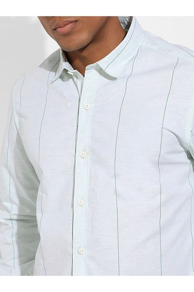 Campus Sutra By Styli Heathered Pinstriped Casual Shirt