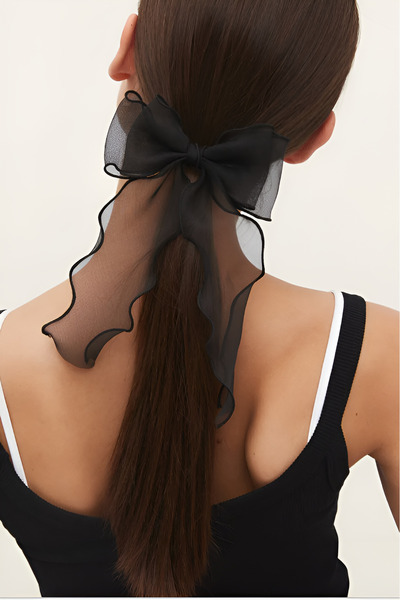 İLKYAZ Organza Bow with Automatic Buckle and Ribbon ACCESSORY