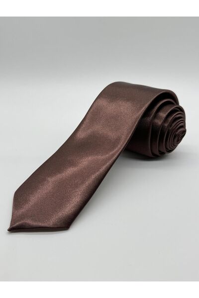 HARES Satin Brown Limited Edition Handmade Tie and Handkerchief
