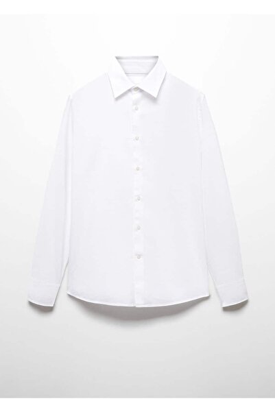 MANGO Man Slim fit yapılı pamuklu gömlek