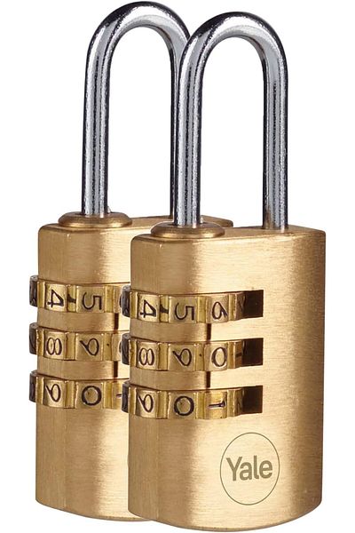 STOREMAX Y150B/22.9/120/2 - 22.9mm Combination Brass Padlocks Set of 2 - Standard Protection - Steel Ring