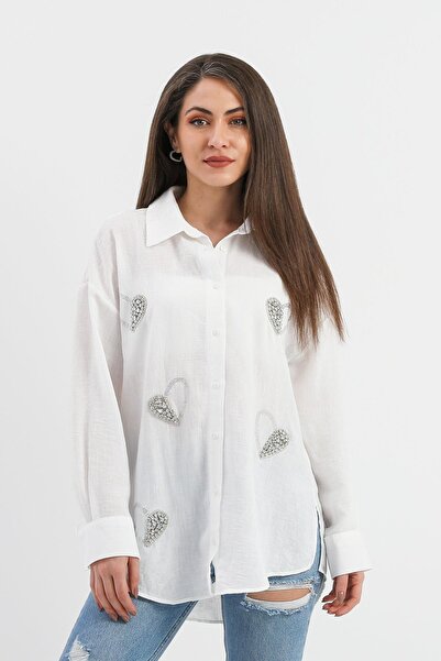 Rose's Boutique All About Women Rose's Boutique - All About Women Stone Detailed Linen Shirt - Ecru