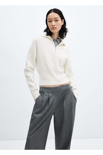 MANGO Woman Zippered Collar Sweater