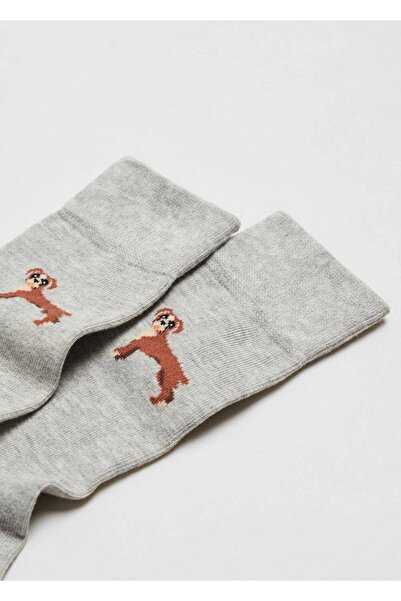 MANGO Man Hayvan deseni işlemeli pamuklu çorap