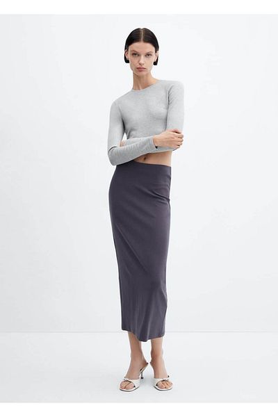 MANGO Woman Short T-Shirt with Long Sleeves