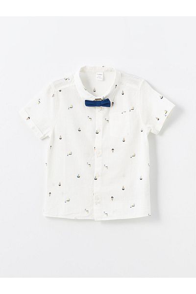 LC Waikiki Lcw Short Sleeve Printed Baby Boy Shirt and Bow Tie Set of 2