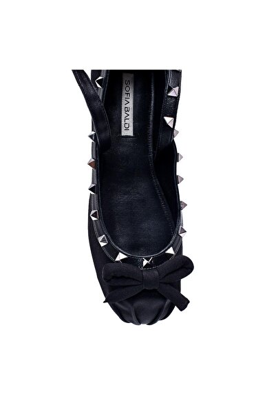 Sofia Baldi Black Satin Women's Ballerinas - Raso Design