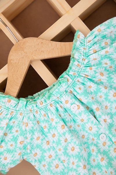Ege Bebek Daisy Printed Ribbed Fabric Girl's Shorts Suit 3-6 YEARS - Summer Interlock R771