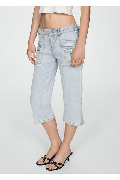 MANGO Woman Blugi capri cu tăietură dreaptă