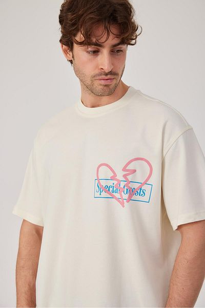 NOMARC Heart Printed Ecru T-shirt
