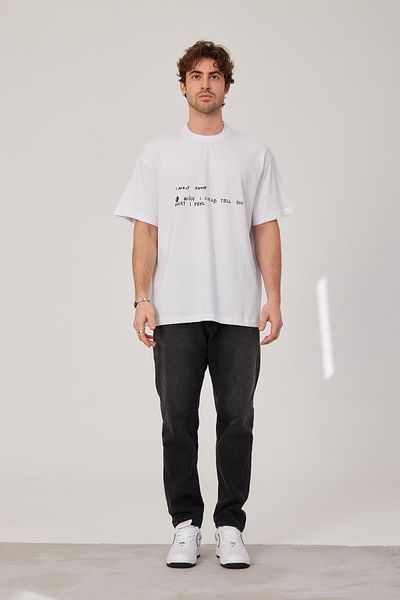 NOMARC Tricou alb cu litere mixte