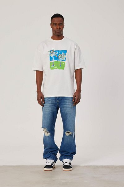 NOMARC Λευκό T-Shirt - Εκτύπωση Palm Tree