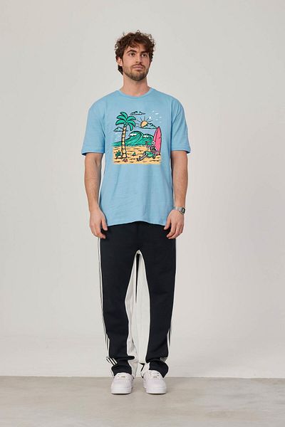 NOMARC Tricou cu imprimeu cu schelet albastru surfer