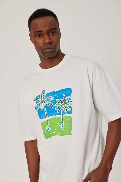 NOMARC Λευκό T-Shirt - Εκτύπωση Palm Tree
