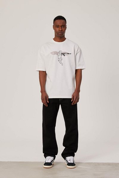 NOMARC Tricou cu imprimeu cu înger alb