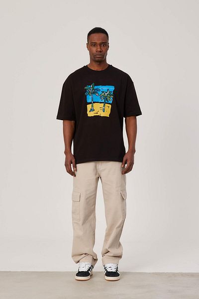 NOMARC Μαύρο T-Shirt - Εμπριμέ με φοίνικα