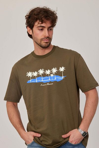 NOMARC Πράσινο T-Shirt - Χαβάης με στάμπα