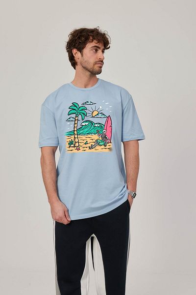 NOMARC Μπλουζάκι με στάμπα Baby Blue Surfer Skeleton