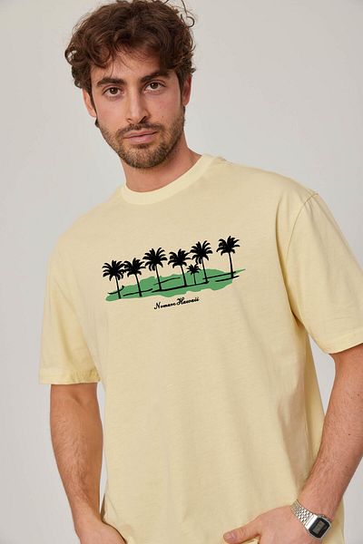 NOMARC Κίτρινο T-Shirt - Χαβάης με στάμπα