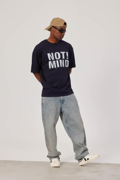 NOMARC Чоловіча футболка з написом «Not Mind» синього кольору