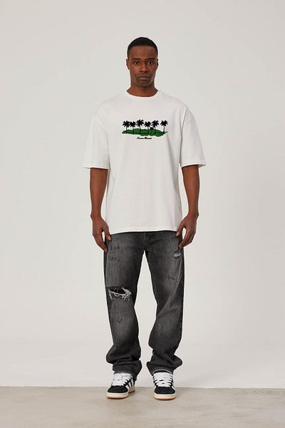 NOMARC Λευκό T-Shirt - Χαβάης με στάμπα
