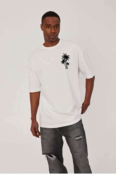 NOMARC Ανδρικό μπλουζάκι με στάμπα Palm Tree σε λευκό χρώμα
