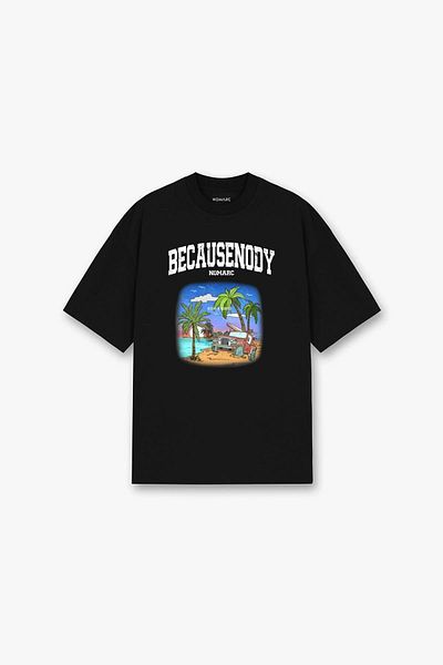 NOMARC Μαύρο T-Shirt - Με στάμπα Becausenody
