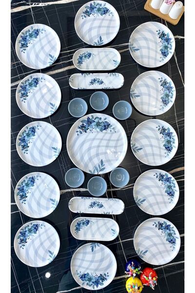 Yiğit Seramik Züccaciye طقم إفطار نباتي مكون من 23 قطعة