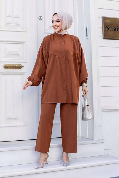 MİSSKAYLE Σετ με μανίκια Hijab Brown Balloon