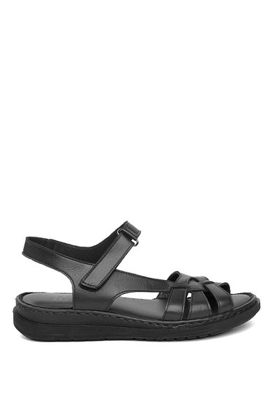 Ayakkabı Fuarı Elit Rhm280 - Sandale negre pentru femei din piele naturală